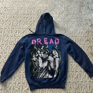 Hot Topic Dread Angel Statue Blue Oil Wash Hoodie size small
